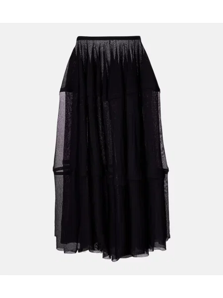 Fustă midi Alaïa transparente până la genunchi negru