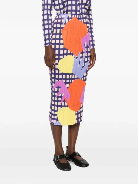Fustă midi Pleats Please Issey Miyake albastru