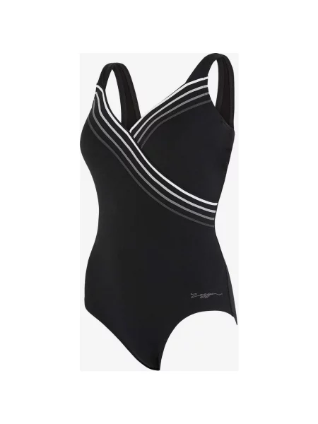 Strój kąpielowy Zoggs Suffolk Concealed One Piece czarny szary 40 biały
