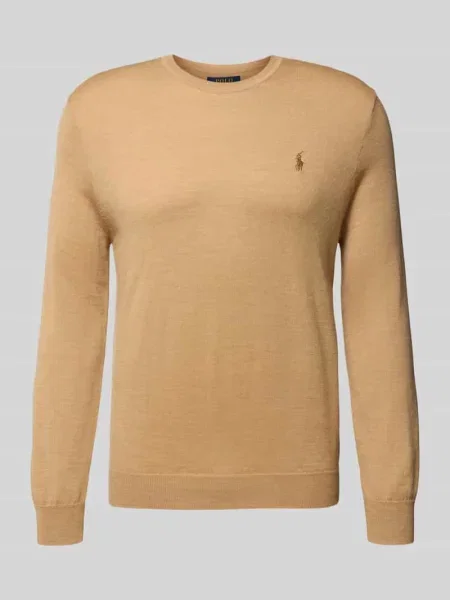 Polo Ralph Lauren sweter wełniany szary lekki brązowy