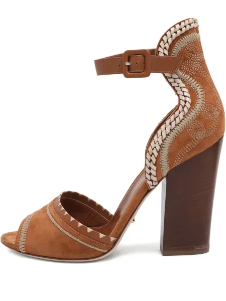 Pantofi cu toc Sergio Rossi din piele de căprioară cu bretele maro