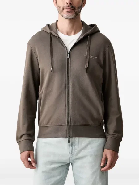 Hanorac cu glugă Armani Exchange cu imagine maro