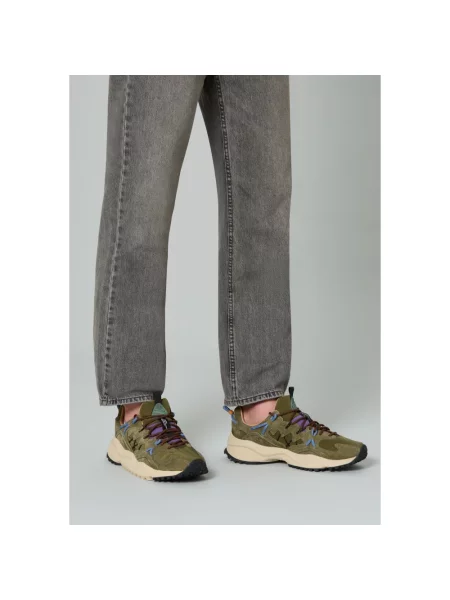 Sneakersy Flower Mountain zamszowe w kwiatki zielone