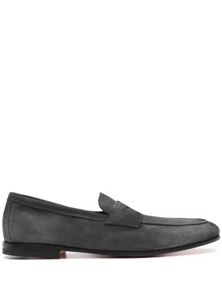 Pantofi loafer Santoni din piele de căprioară gri