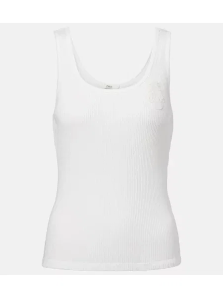 Top Chloé din jerseu alb