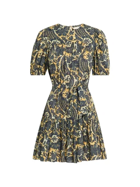 Rochie mini Ulla Johnson cu model floral de costum verde