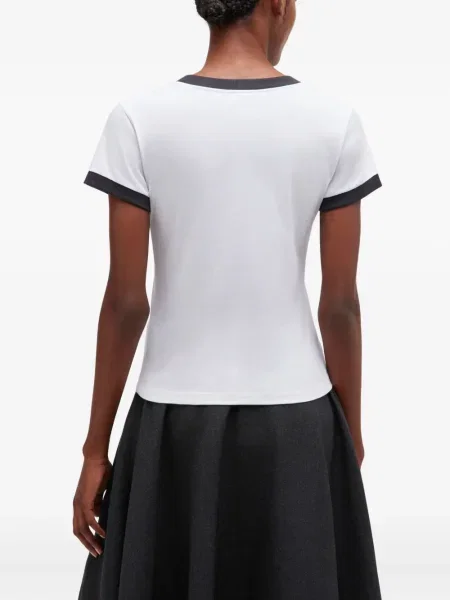 Tricou Ganni scurt alb