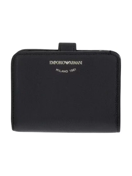 Portfel Emporio Armani skórzany z logo czarny