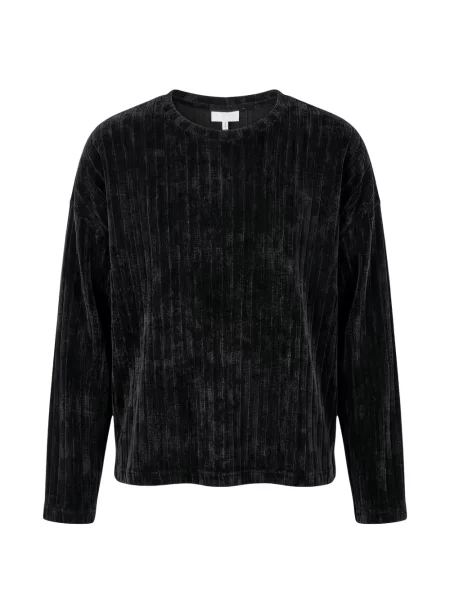 Lung hanorac crewneck Mood cu decolteu rotund negru