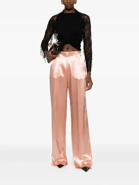 Pantaloni Alberta Ferretti din satin roz