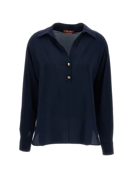 Tricou polo Max Mara de mătase albastru