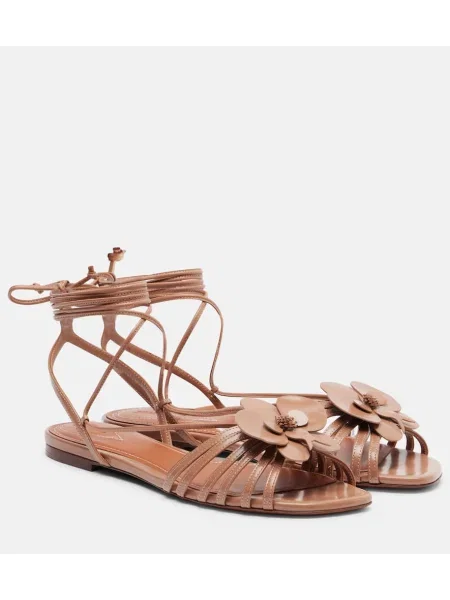 Sandale Zimmermann din piele cu model floral bej