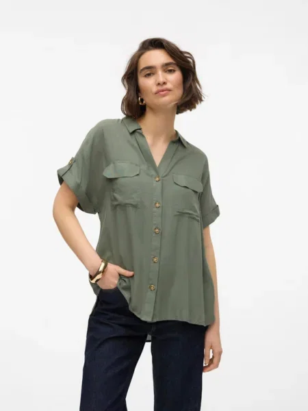 Vero Moda Cămașă Bumpy verde