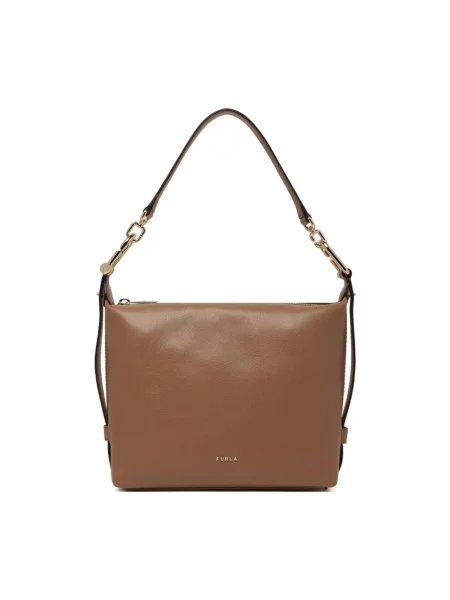Mała mały torebka skórzana Furla skórzana brązowa