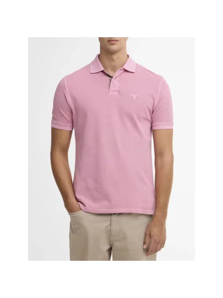 Koszulka polo Barbour w kratę różowa