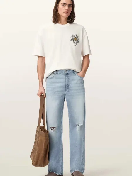 AllSaints T-shirt oversize PETALS biała