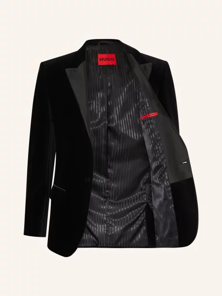 Hugo Slim Fit Smokingové Sako Henry Z Velvetu black černé