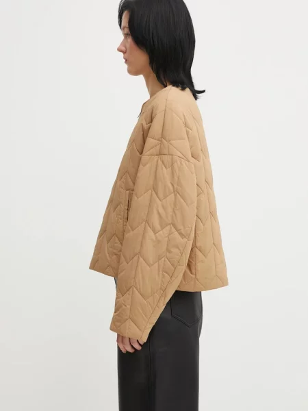 Maison Kitsuné geacă Quilted de tranziție oversize maro
