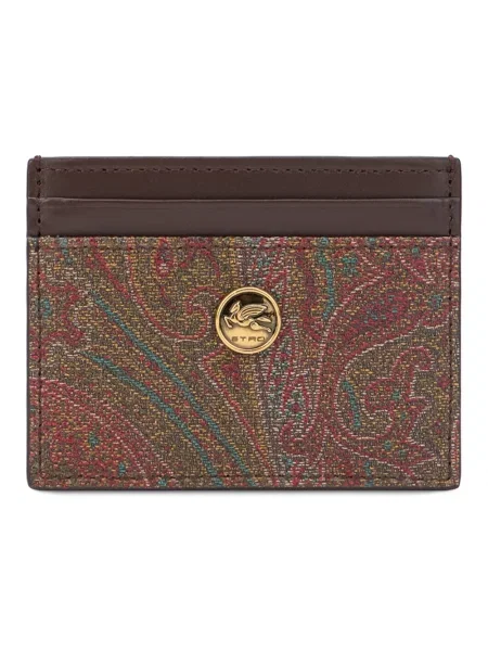 Portfel Etro z wzorem paisley brązowy