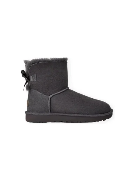 UGG De piele bocanci MINI BAILEY BOW II cu adaos de lână | shearling gri