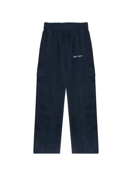 Pantaloni Palm Angels cu dungi alergare cu autograf albastru