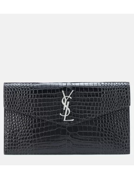 Usnjena pisemska torbica Saint Laurent črna