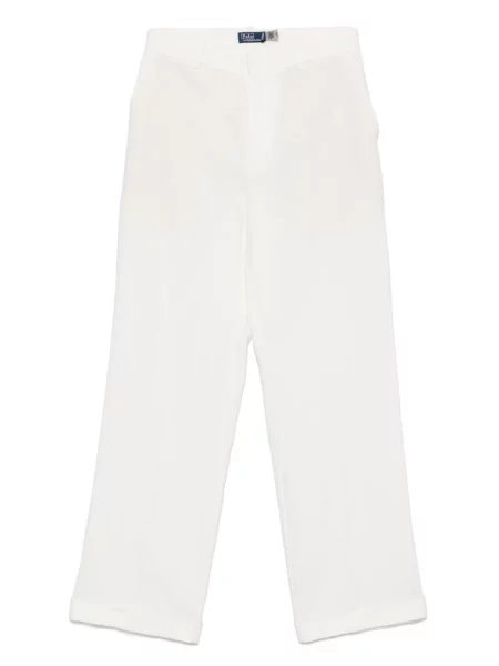 Lniana warstwowa koszulka Polo Ralph Lauren w paski biała