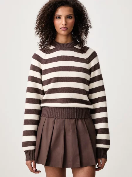 Sporty & Rich Striped πουλόβερ μάλλινο γυναικείο καφέ