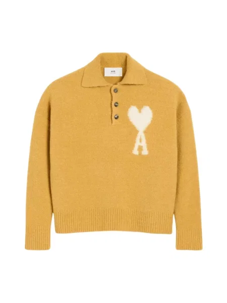 Dzianinowy sweter Ami Paris żółty