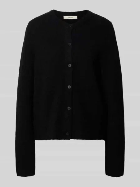 Kardigan rozpinany w kroju regular fit z mieszanki wełny z dodatkiem alpaki model LULU NEW' Selected Femme czarny