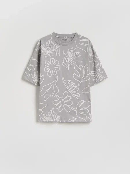 Reserved Tricou cu adaos de gri-închis gri