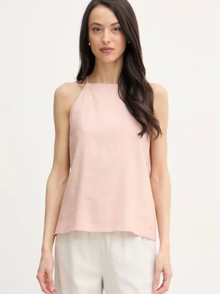 Calvin Klein Jeans Bluza s naramenicama ženska lanena narančasta