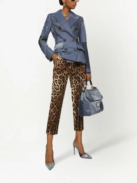 Raštuotos kelnės Dolce & Gabbana leopardinės ruda