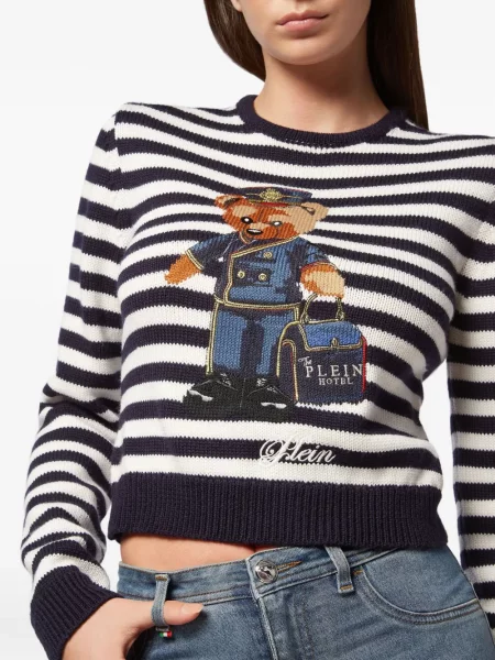 Pulover Philipp Plein din jacard teddy albastru