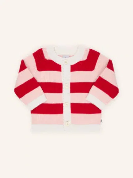 Petit Bateau Pletený Svetr tmavě / růžová / krémová červená