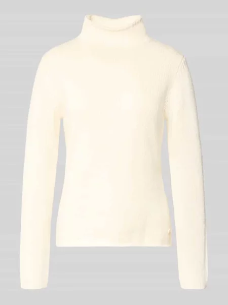 Sweter z dzianiny z wełny lana ze stójką Fynch-hatton biały