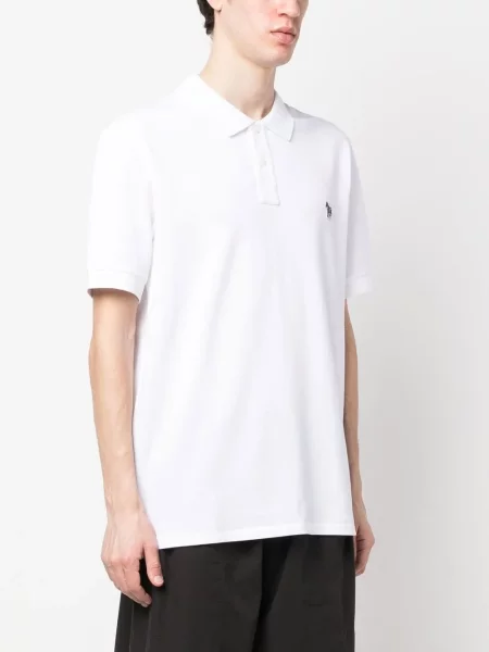 Scurt tricou polo Ps Paul Smith cu model zebră alb