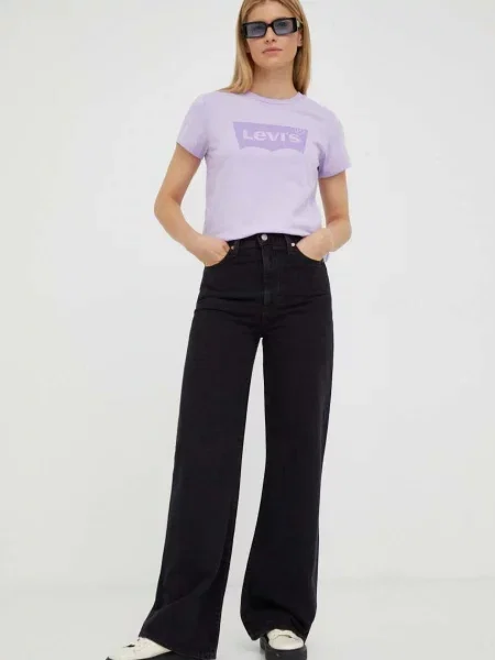 Rifle Levi's RIBCAGE WIDE LEG RIBCAGE WIDE LEG čierna