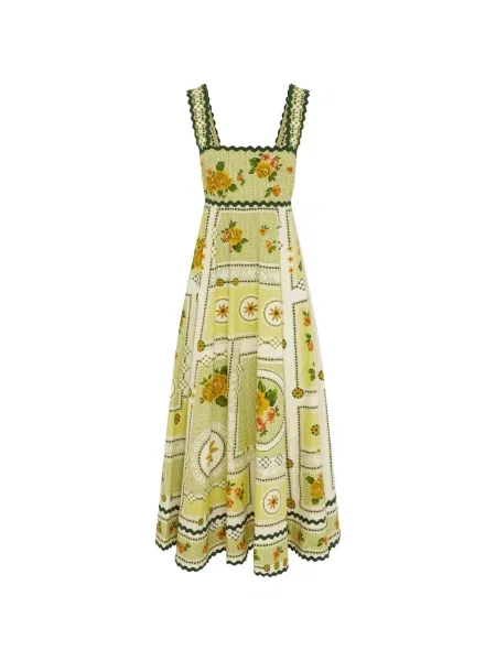 Rochie maxi Alemais cu model floral cu imagine galben