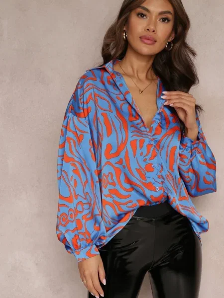 Cămașă cu Mâneci Largi cu Manșete Kaisley albastră