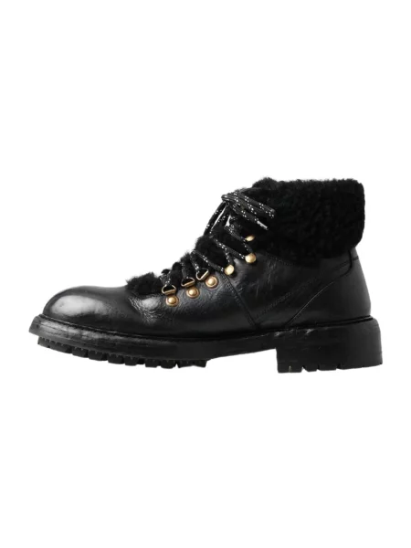 Buty trekkingowe Dolce And Gabbana skórzane trekkingowe czarne