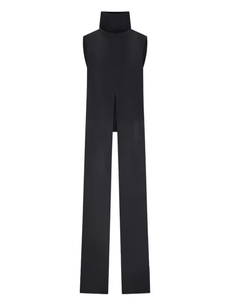 Satynowy top Di Stavnitser z wysokim kołnierzem czarny