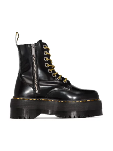 Botki Dr. Martens sznurowane skórzane na platformie czarne