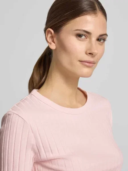 T-shirt w efekt prążkowania model Savka' Opus różowa
