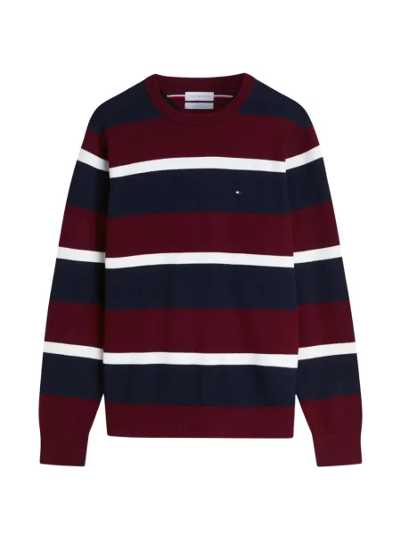 Пуловер Tommy Hilfiger с кръгло деколте червено