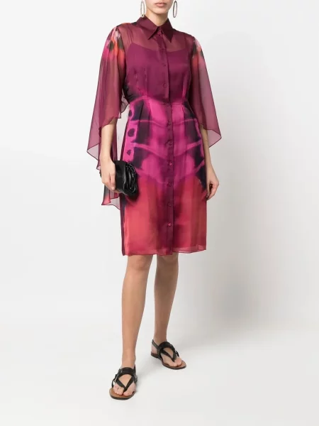 Rochie tip cămașă Alberta Ferretti cu imagine violet