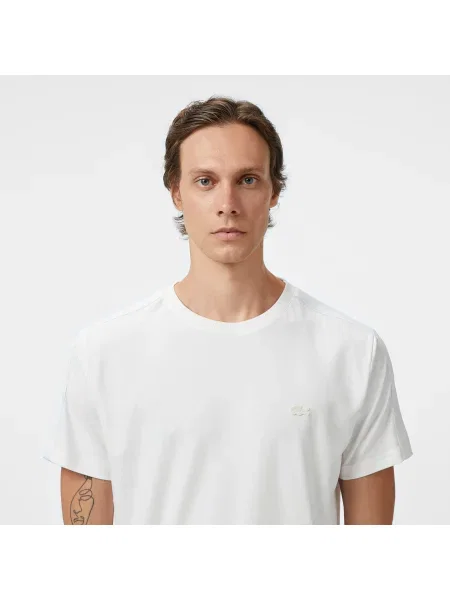 Lacoste T-Shirt Z Okrągłym Dekoltem Regular Fit biały
