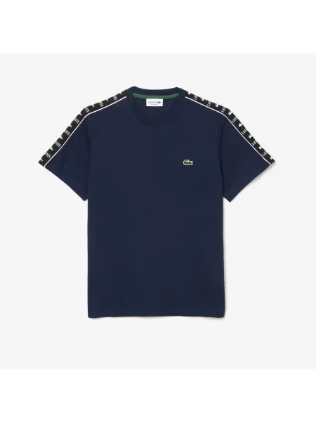 Lacoste T-Shirt Z Logo Z Bawełnianego Dżerseju granatowa
