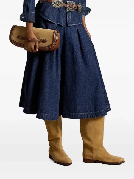 Satenske rukavice Polo Ralph Lauren s vezom s vezicama smeđa