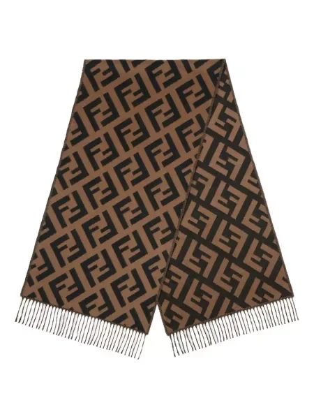 Fular Fendi tricotate cu autograf maro